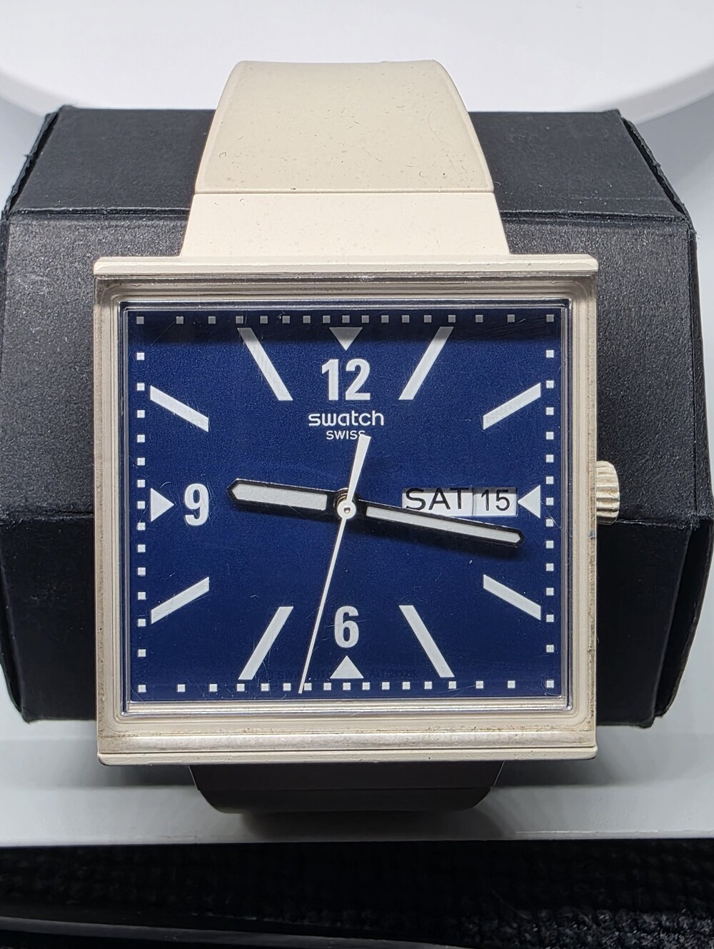 Swatch What If? Beige (SO34T700) Bioceramic Swiss Quartz Watch (Rare!)